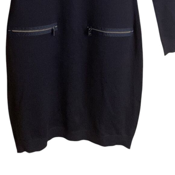 Andrew Marc New York Sweater Dress Women's SZ M Black Long Sleeved Zip Pockets - Picture 4 of 10